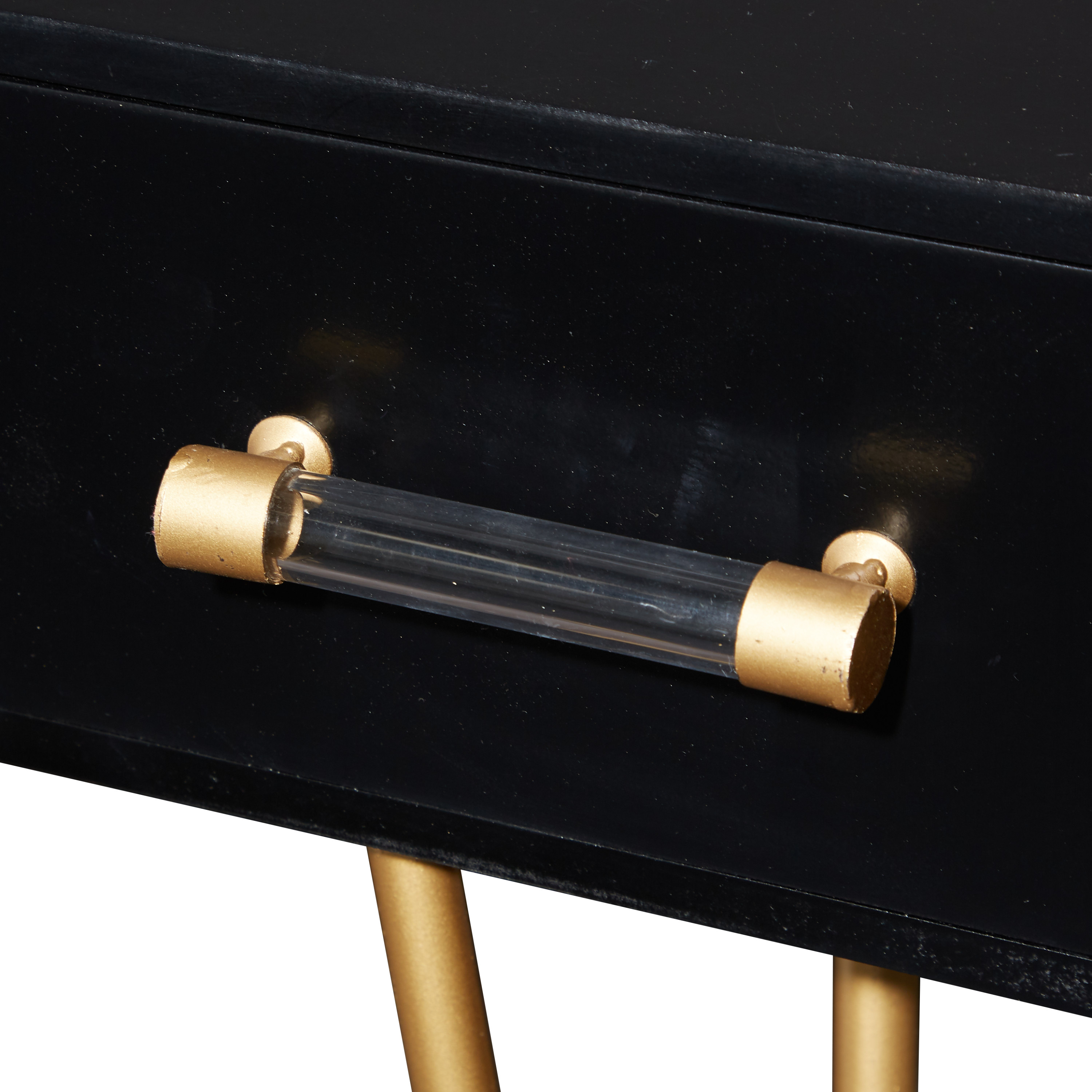 DecMode Wood Modern Console Table, Black Gold, 42"W
