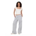 thumbnail image 2 of Forever 21 Women's Heather Grey Cargo Oversized Wide-Leg Sweatpant, Cargo Pocket Design for Athleisure & Lounging, XS, 2 of 6