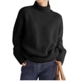 thumbnail image 2 of Womens Mock Neck Sweaters Oversized Chunky Long Sleeve Knit High Low Hem Pullover Top Fall Winter Fashion, 2 of 9