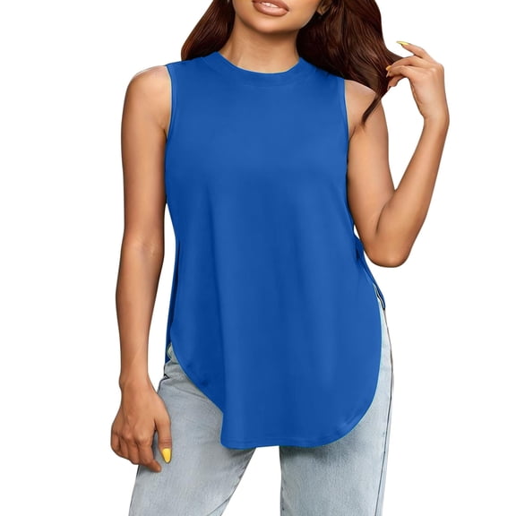 YUGYXL Womens Workout Tank Tops Lightweight Sleeveless Shirts for Women Loose Fit Tops for Athletic Running Tennis Yoga Blue S