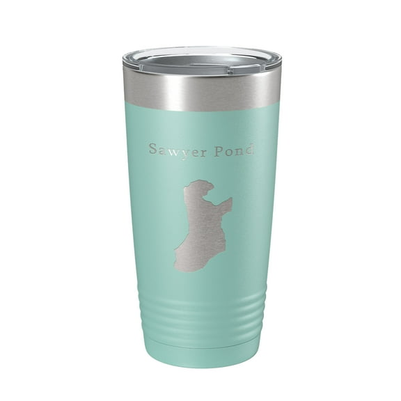 Sawyer Pond Tumbler Lake Map Travel Mug Insulated Laser Engraved Coffee Cup Maine 20 oz Teal