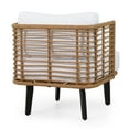 thumbnail image 7 of Noble House Kamin Wicker Outdoor Club Chair with Water Resistant Cushion, Set of 2, Light Brown and White, 7 of 7