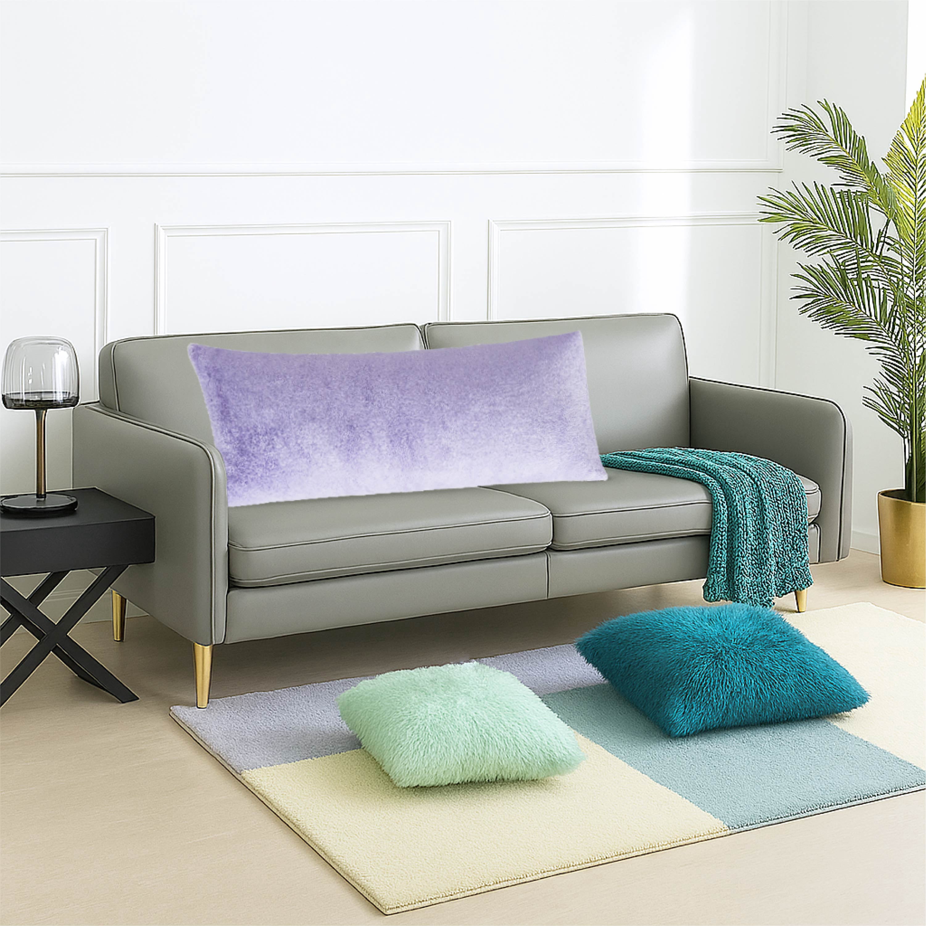Your Zone Purple Faux Fur 20" x 48" Body Pillow Cover