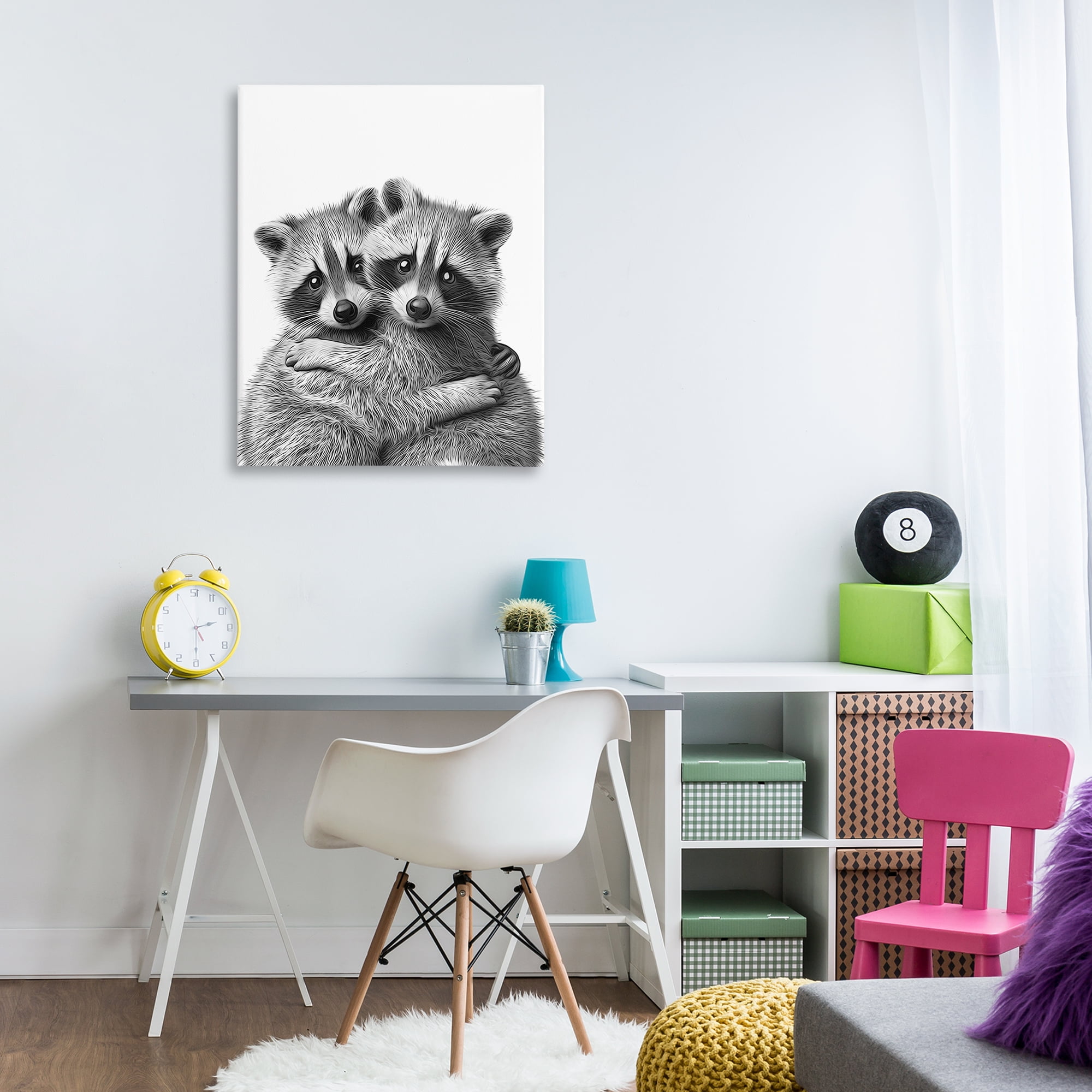 Stupell Industries Two Hugging Raccoons Animals & Insects Painting Gallery Wrapped Canvas Art Print Wall Art, 30 x 40