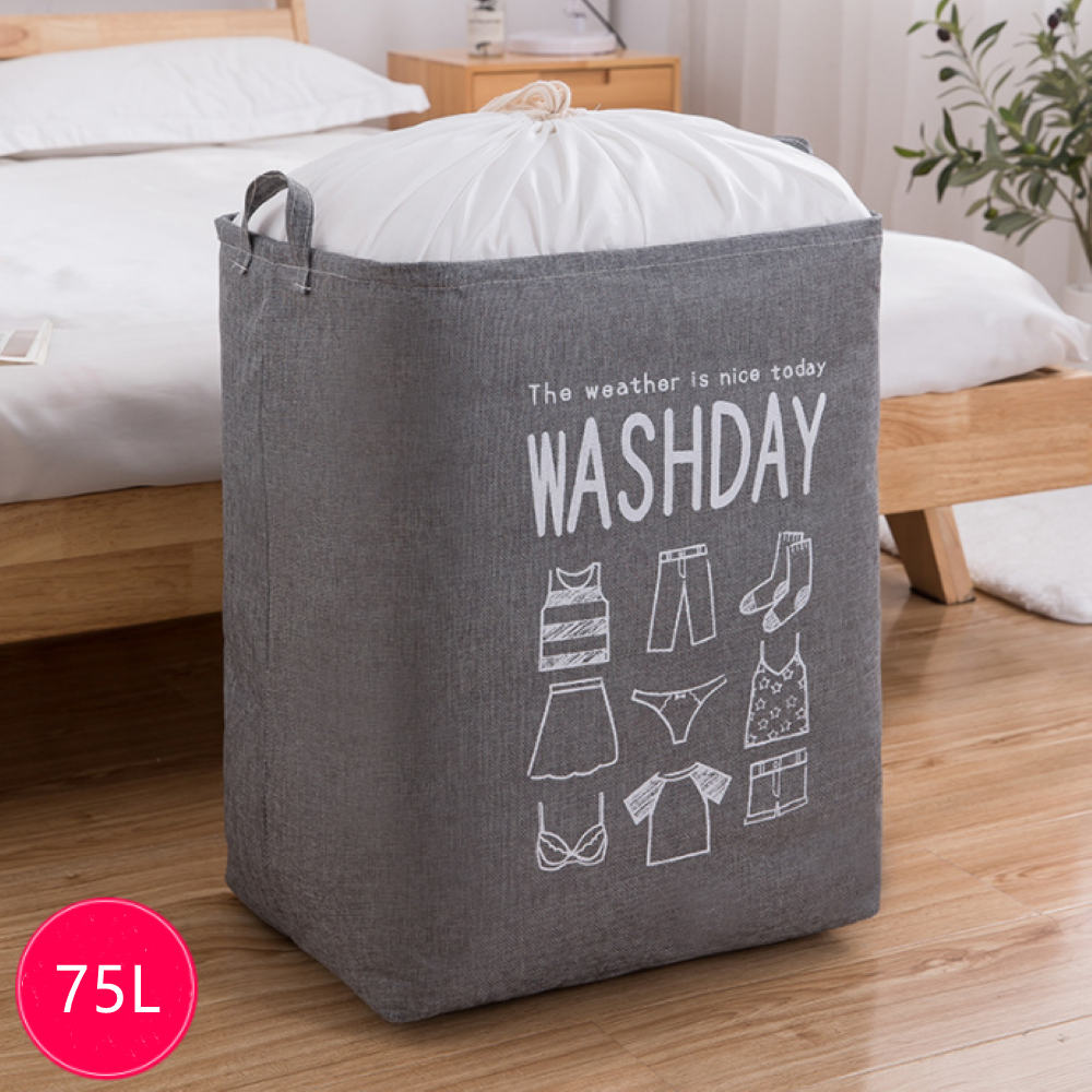 Collapsible Laundry Basket with Lid, 21" Large Freestanding