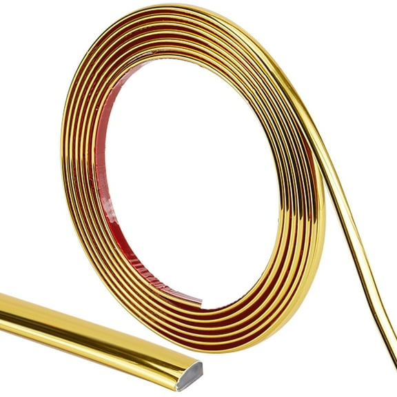 10Ft Peel and Stick Molding Trim Flexible Gold Self-Adhesive Decorative Strip Waterproof Wall Tile Edge Mirror Frame Metalic Bendable Caulk Strip