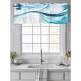 thumbnail image 4 of Marble Ripple Curtain Valances for Windows, Blue White Marble Lines Abstract Art Kitchen Valance Window Treatment, Light Filtering Block Curtains for Bathroom/Bedroom/Living Room 60'' x 18'', 4 of 9