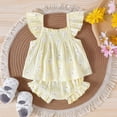 thumbnail image 4 of Baby Boy Girl Bubble Romper for 3-6 Months Baby Girls Summer Comfortable And Breathable Bodysuits With Cute Flower Prints, 4 of 4
