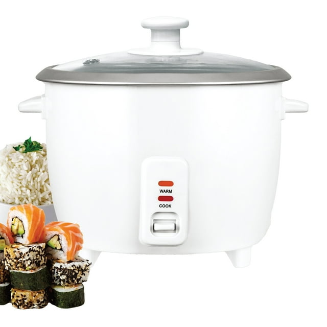 Hauz - Electric Rice Cooker, Non-Stick Inner Pot, 6 Cup Capacity, White
