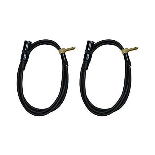 Audio 2000s E17112P2 1/4" TS Right Angle to XLR Male 12 Feet Audio Cable (2 Pack)