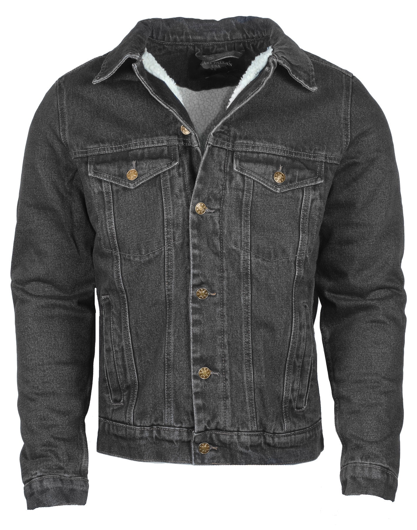 Mens black lined denim jacket sales