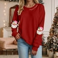 thumbnail image 2 of TTUHYWXI Christmas Sweatshirt for Women Merry Sweater Embroidered Striped Crewneck Sweatshirts Holiday Long Sleeve Pullover (Red, S), 2 of 5