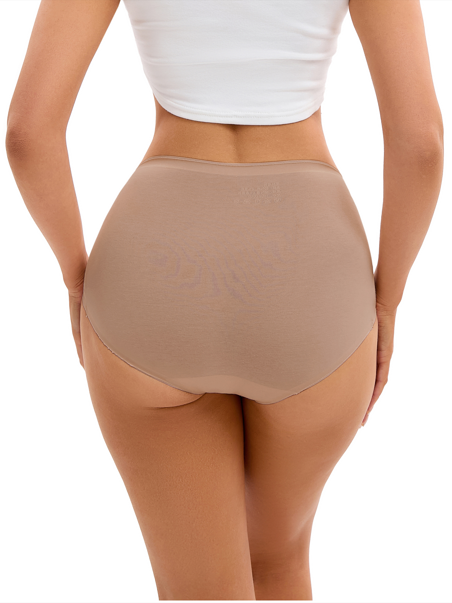 Unique Bargains Women's Hi-Cut High Waist Briefs Breathable Panties Underpants L Brown