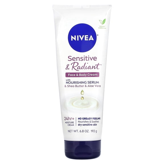 Nivea Sensitive & Radiance Face & Body Cream with Nourishing Serum, 6.8 oz (192 g)