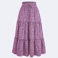 thumbnail image 2 of Loopsun Womens Summer Skirts, Fashion Women Casual Summer Print Elastic Waist Mid Calf Skirt Purple S, 2 of 4