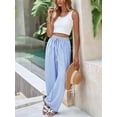 thumbnail image 6 of Womens Pants Elastic Waist Light-Weight Palazzo Pants for Women Casual Lounge Wide Leg Pants Woman Blue XXL, 6 of 9