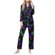 thumbnail image 2 of RKSTN Women's Carnival Pajamas Sets Oversized Lapel Mardi Gras Print Button Long Sleeve Sleepwear T Shirt and Pjs Pant 2 Piece Matching Set Casual Turndown Plus Size Pajama and Pants Loungewear Set, 2 of 9