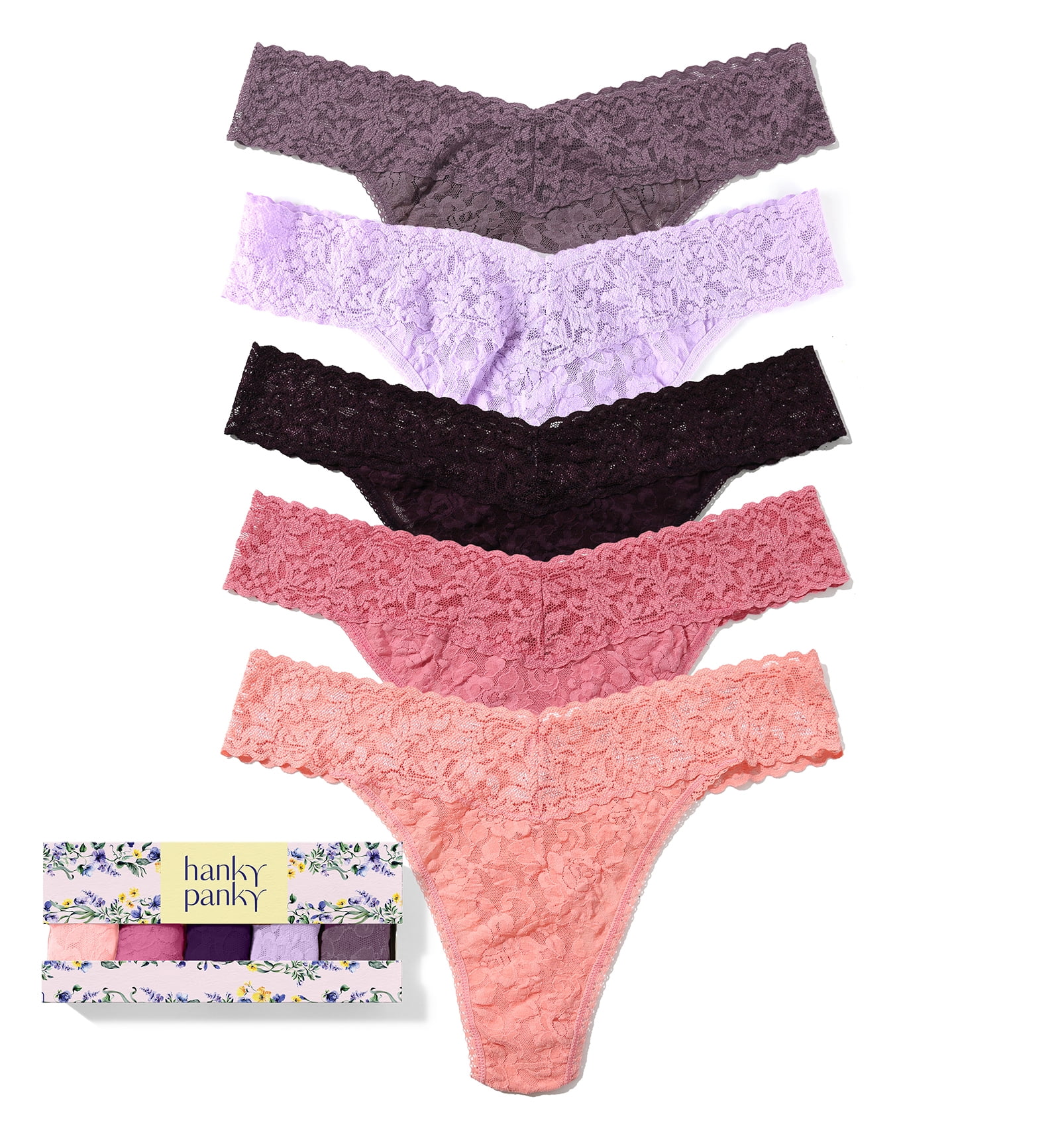 Hanky Panky 5-PACK Signature Lace Original Rise Thong (48115PK Hanky Panky 5-PACK Signature Lace Original Rise Thong (48115PK