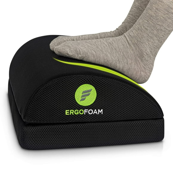 Reposapiés ErgoFoam de malla ajustable ortopédico en forma de lágrima, color negro