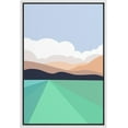 thumbnail image 3 of PixonSign Framed Canvas Print Wall Art Green Sea Under Mountains Geometric Shapes Illustrations Modern Art Rustic Portrait Relax/Calm Multicolor Boho Decor for Living Room, Bedroom - 16"x24" White, 3 of 5