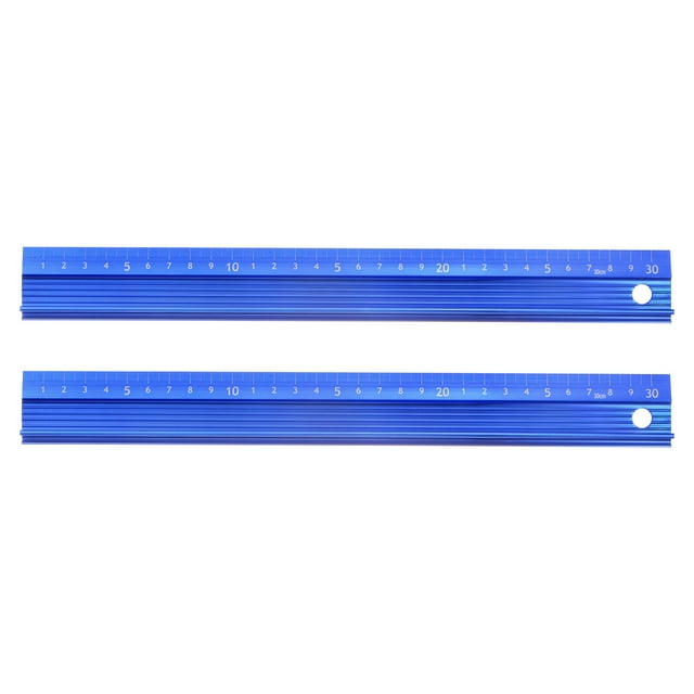 Unique Bargains Aluminum Alloy Straight Ruler, 30cm, Blue, 2 Count
