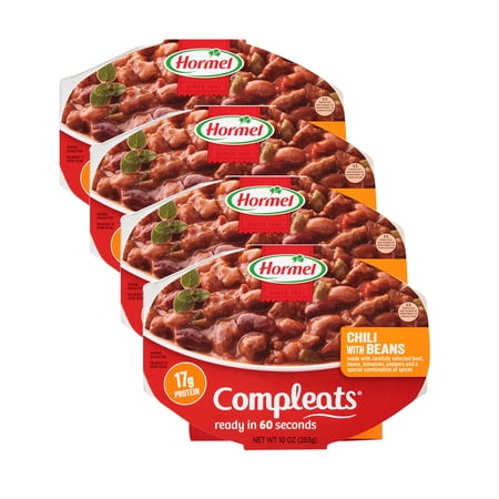 (4 pack) (4 Pack) Hormel Compleats Chili with Beans, 9 Ounce