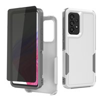 Xhy for Samsung Galaxy A53 5G Case With Privacy Screen Protector Military Grade Full Body Double Layer Protection Shockproof Drop TPU Durable Removable Galaxy A53 5G Phone Case - White Grey