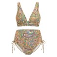 thumbnail image 3 of Gyujnb Maternity Two Piece Bikini Set Paisley Print High Waist Tie Side V Neck Pregnancy Bathing Suit,XL, 3 of 8