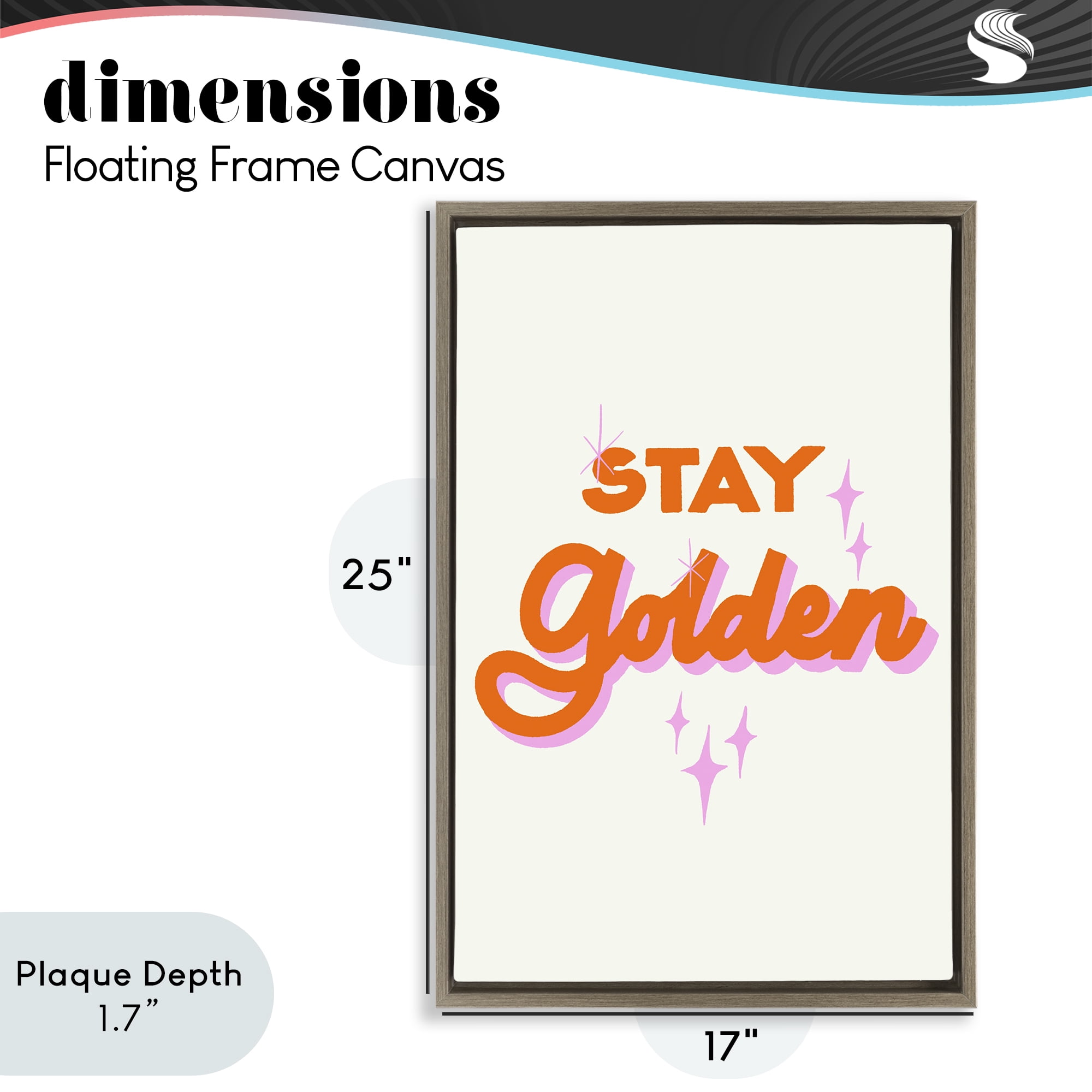 Stupell Industries Stay Golden Retro Letters Brown Framed Floater Canvas Wall Art, design by Indira Prieto | IndySign