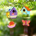 thumbnail image 1 of Kit de casa para pájaros para bricolaje, 2 juegos de casas para pájaros de madera sin terminar para pintar, kit para hacer casas para pájaros de madera con campanillas para niños y niños, 1 of 5