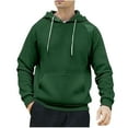 thumbnail image 2 of Sudadera con capucha para hombre, estilo informal, con capucha, color liso, mangas largas en los hombros, blusa de poliéster., 2 of 5