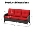 thumbnail image 6 of Meetleisure 3-Seat Outdoor Sofa, Couch Patio Sofa with Deep Seating and Thick Cushions, Red, 6 of 8