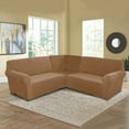 thumbnail image 5 of JIAN YA NA 3 Piece L Shape Velvet Stretch Sofa Cover Corner Sectional Couch Protector(7 Seater ,Leather Brown), 5 of 13