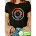thumbnail image 1 of Women's Inspirational Sunflower Print T-Shirt - 100% Cotton Short Sleeve Crew Neck Top with Kindness, Peace, Equality, Love, Hope, Diversity, Human Rights Graphic for All Seasons, 1 of 6
