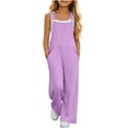 thumbnail image 3 of MKOSPLRT Girls Overalls Kids Casual Sleeveless Wide Leg Jumpsuit Loose Rompers with Pockets 5-14 Years for Travel Vacation, 3 of 10