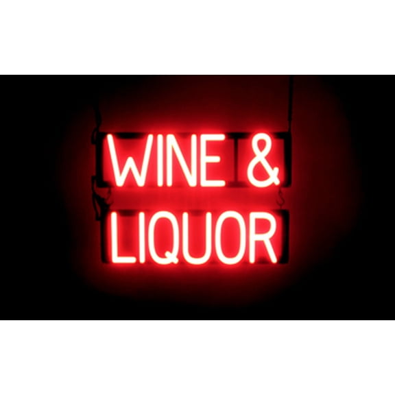 SpellBrite WINE & LIQUOR LED Sign for Business. 22.0" x 15.0" Red WINE & LIQUOR Sign Has Neon Sign Look With Energy Efficient LED Light Source. Visible from 500  Feet, 8 Animation Settings.