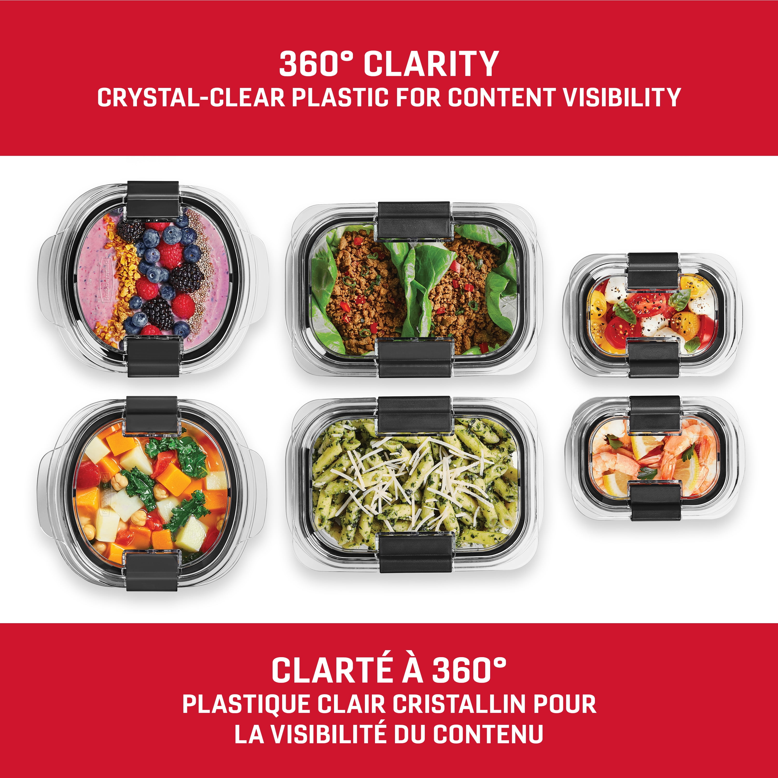 Rubbermaid Brilliance Round and Rectangular Food Storage Containers, 6 Pack