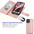 thumbnail image 4 of Takfox iPhone 12 Case, iPhone 12 Pro Case Cover 9 Card Holder PU Leather Kickstand Wrist Strap Protective Wallet Case for Women Apple iPhone 12/12 Pro 6.1 inch (2020), Rose Gold, 4 of 6