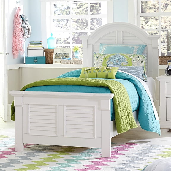Bowery Hill Contemporary Cottage Style Twin Panel Bed in White