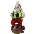 thumbnail image 2 of 6" Green and Purple Santa Claus Stomping Grapes Glass Christmas Ornament, 2 of 2