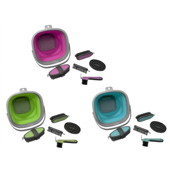 5 Piece Grooming Kit w/ Collapsible Bucket (Green)