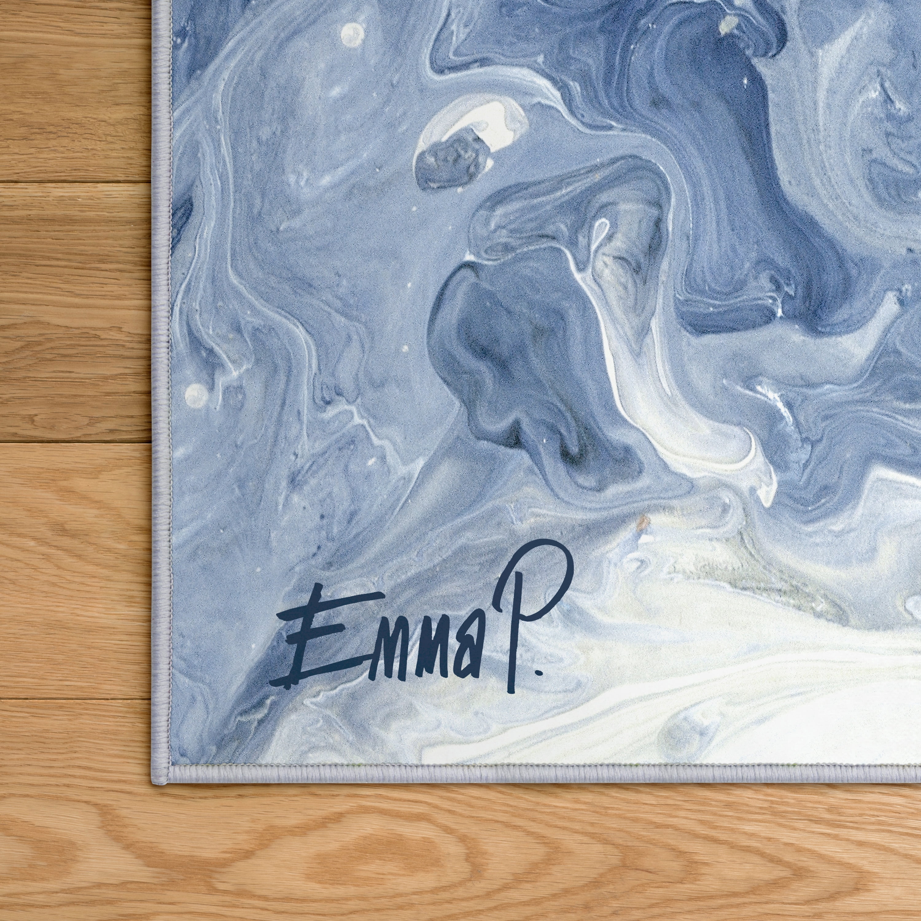 Blue Vulcanic Explosion Washable Abstract Art Area Rug size 8'x10', Power-loomed, Heavenly Softness with Non-Slipping Backing