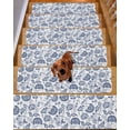 thumbnail image 2 of Boho Blue Floral Stair Treads for Wooden Steps Indoor Runner Rug Carpet, Vintage Farmhouse Paisley Plant Leaf 10 Pieces Peel and Stick Staircase Step Treads Covers Washable Throw Door Mats, 30"x8", 2 of 6