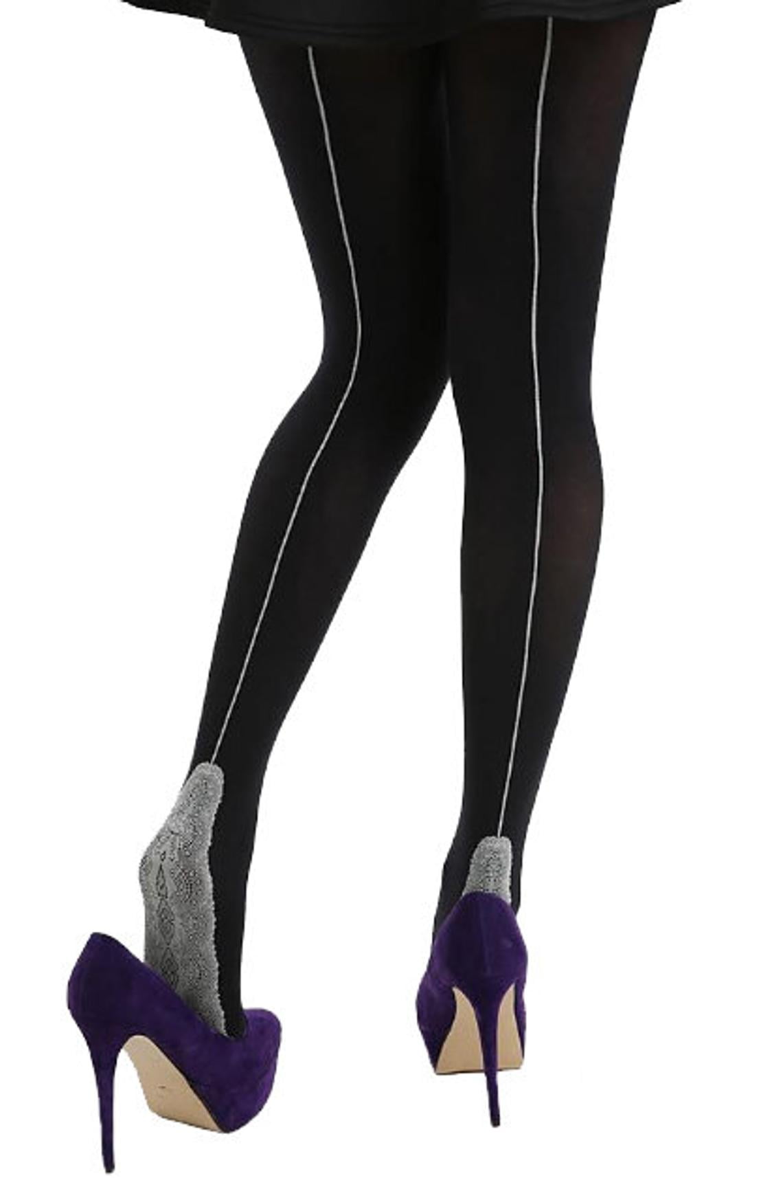 Malka Chic - Back Seam Opaque Tights Pantyhose Black Gray for Women ...