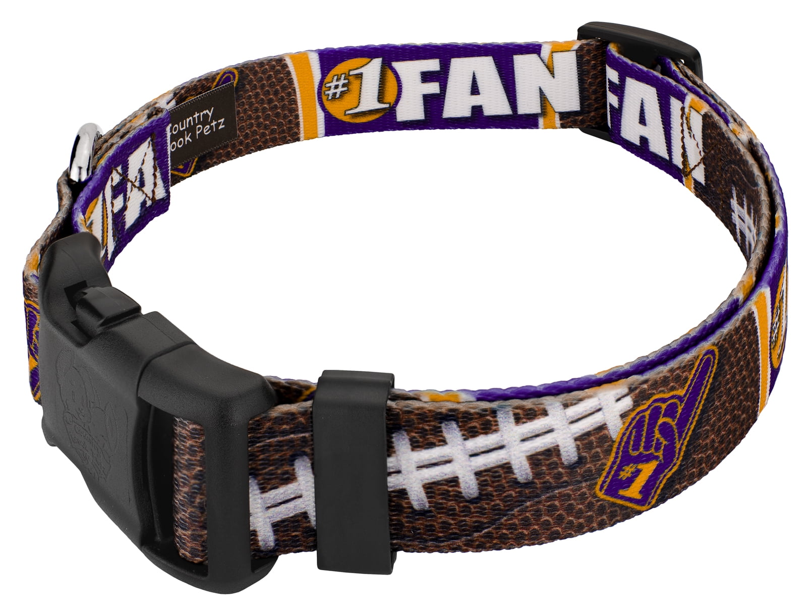Country Brook Petz® Purple and Gold Football Fan Everyday Dog Collar and Leash Limited Edition, Small