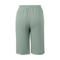 thumbnail image 5 of vigerkar Linen Shorts for Women Drawstring High Waisted Plus Size Shorts Summer Vacation Loose Beach Pants with Pockets Light Green, L, 5 of 8