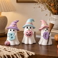 thumbnail image 6 of Halloween Clearance! Set of 3 Halloween Ghost Figurines, 3.70 Inch Resin Tabletop Decor with Hat Pumpkin Letter Design, Compact Indoor Ornaments for Shelf Mantel Party Home Display, 6 of 7