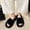 Black, variant on My Order ABPWLY Women's 2023 New Spring Summer Slope Heel Round Toe Slippers Casual Women's Slippers Woolen Shoes Warm Indoor Cotton Slippers