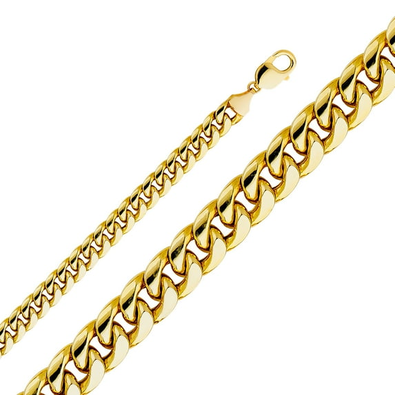 FB Jewels 14K Yellow Gold 9MM Hollow Miami Cuban Chain Necklace With Lobster Claw Clasp - 24 Inches