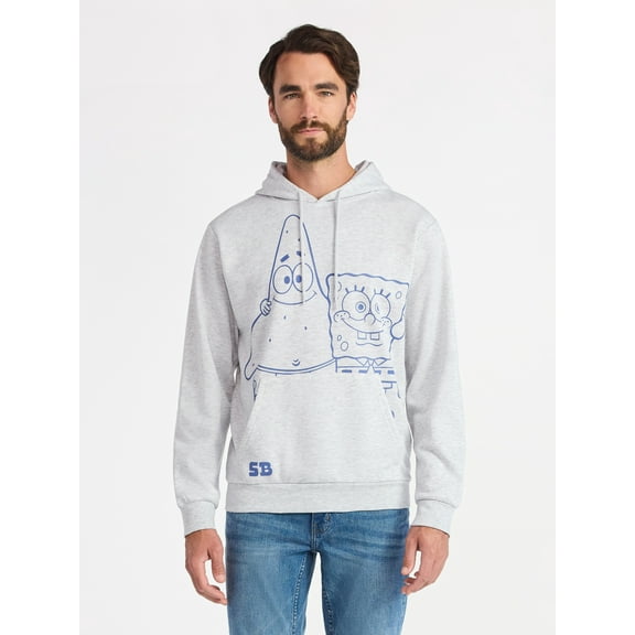 SpongeBob SquarePants Men's & Big Men's Graphic Fleece Hoodie with Long Sleeves, Sizes S-3XL